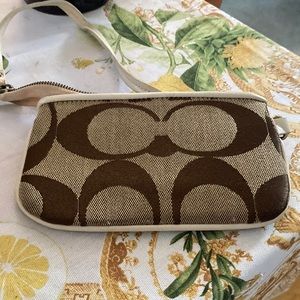 Coach Small Purse. White leather strap.